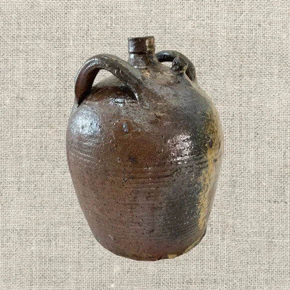 19c French Provincial Stoneware Olive Oil Jug